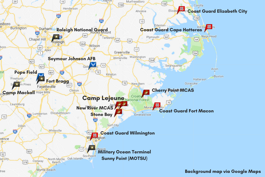 Camp Lejeune Marine Base Map   Camp Lejeune Area Military Installations (1) 